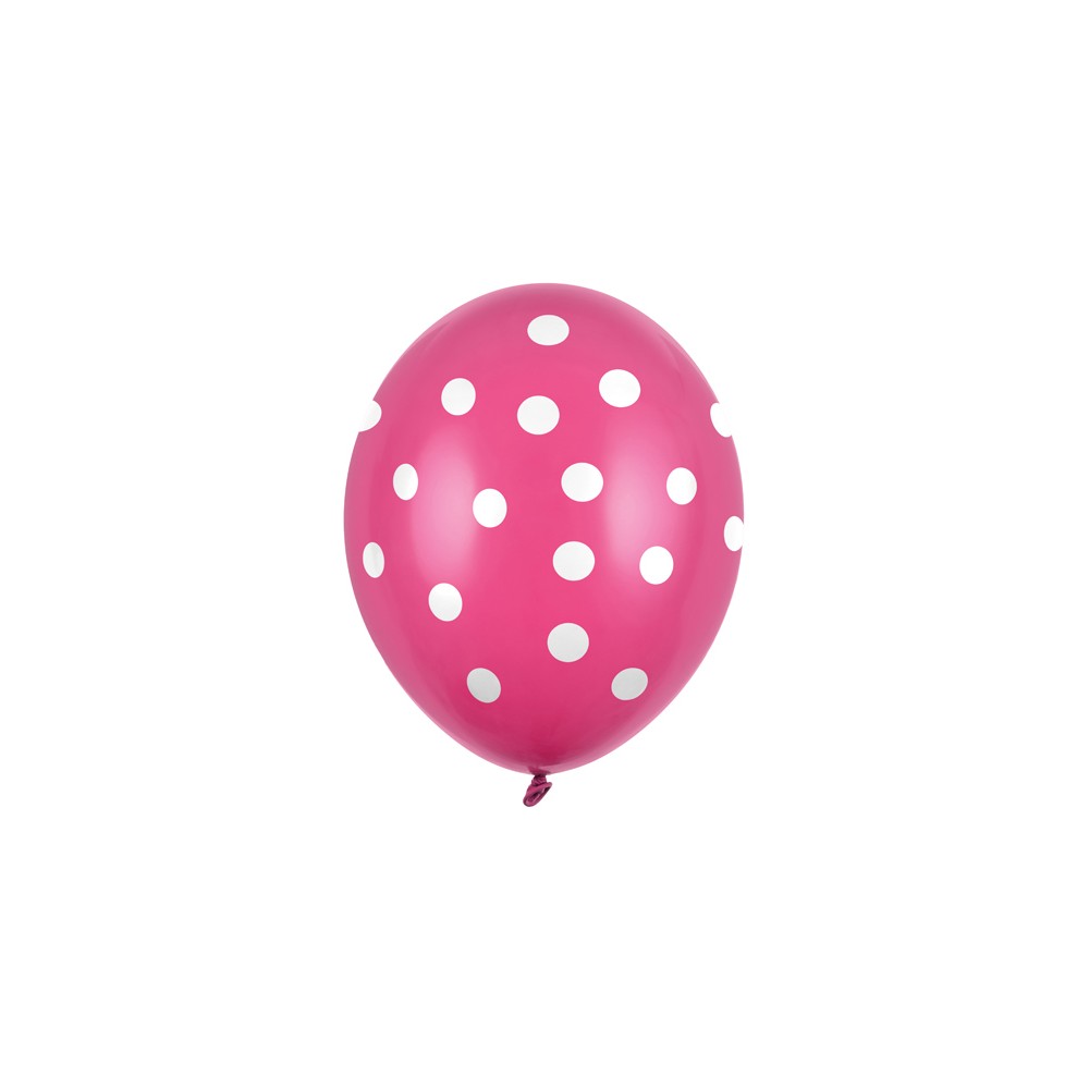 6 Ballons 30 cm - Pois - Rose chaud pastel