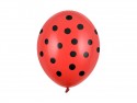 6 Ballons 30 cm - Pois - Rouge coquelicot pastel