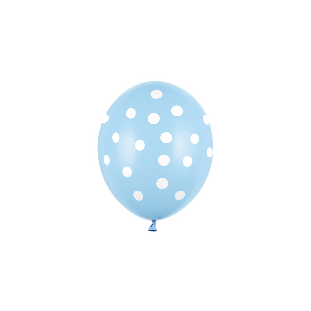 6 Ballons 30 cm - Pois - Pastel Baby Blue