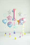 Ballon mylar chiffre ''1'' - 86 cm - arc -en -ciel pastel