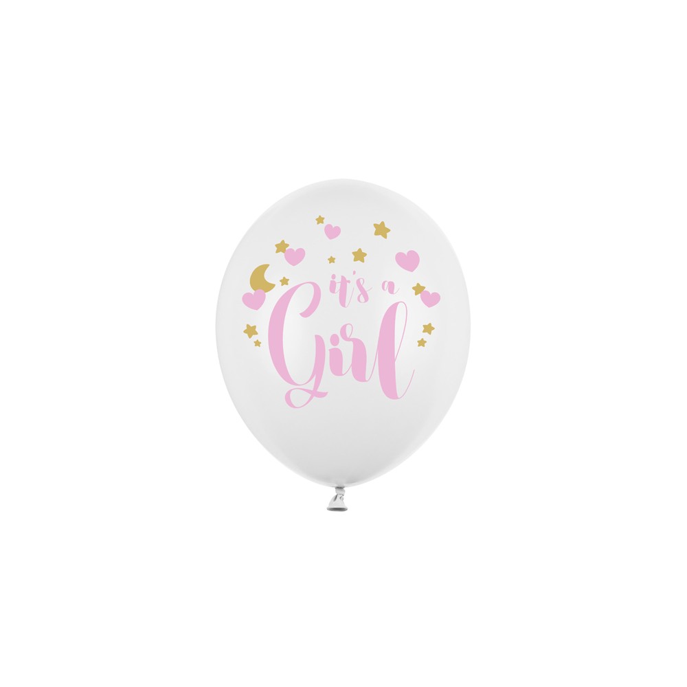 50 Ballons 30 cm - It's a Girl - Blanc pur pastel