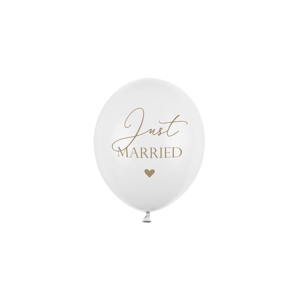6 Ballons 30 cm - Just Married - Blanc pur pastel