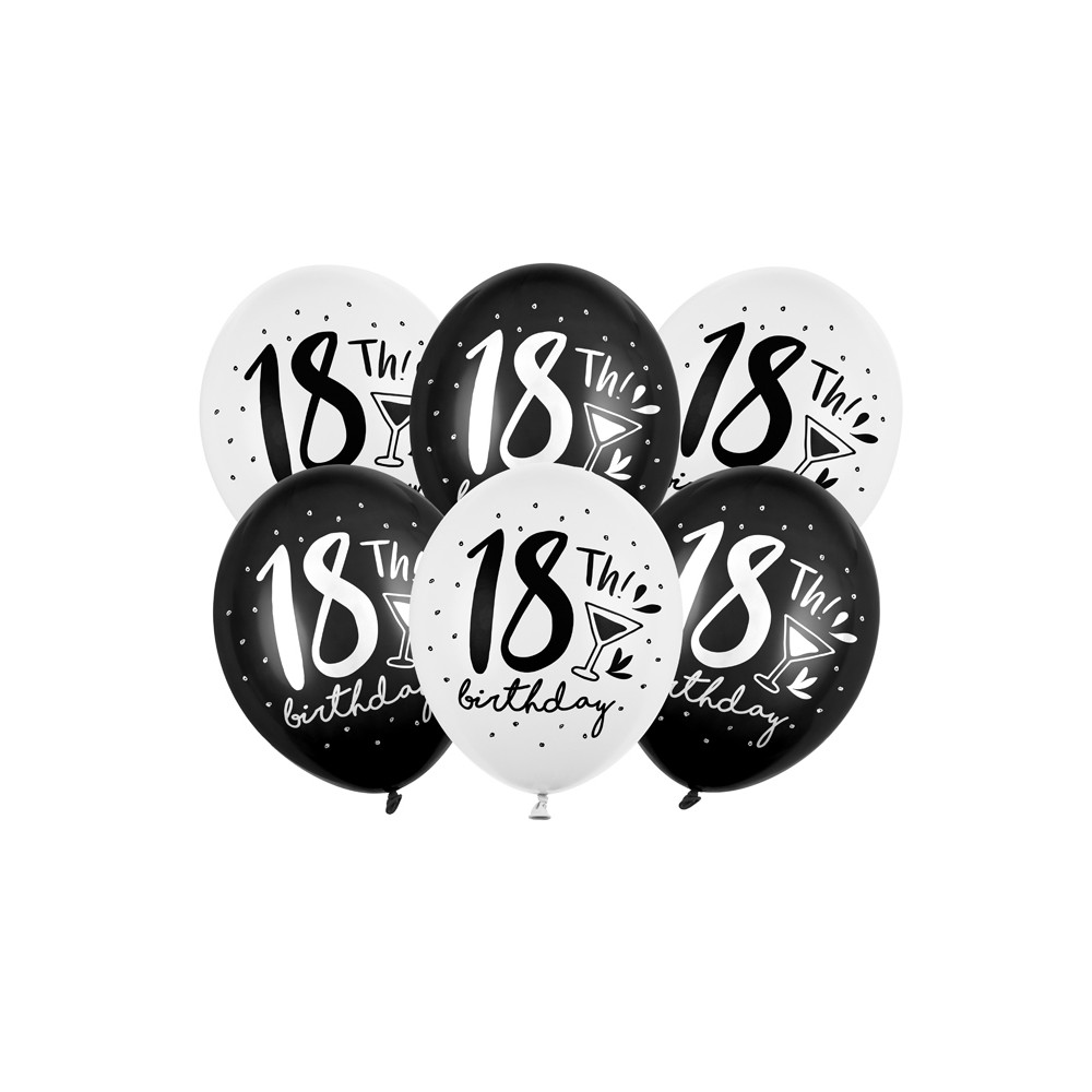 6 Ballons 30 cm - 18ème anniversaire - mix