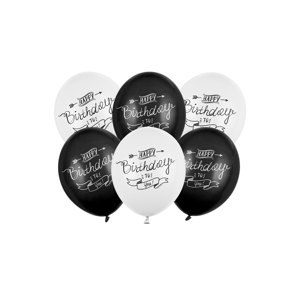 50 Ballons 30 cm - Happy Birthday - Méllange pastel