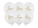 6 Ballons 30 cm - Femme - Mari - Blanc pur pastel