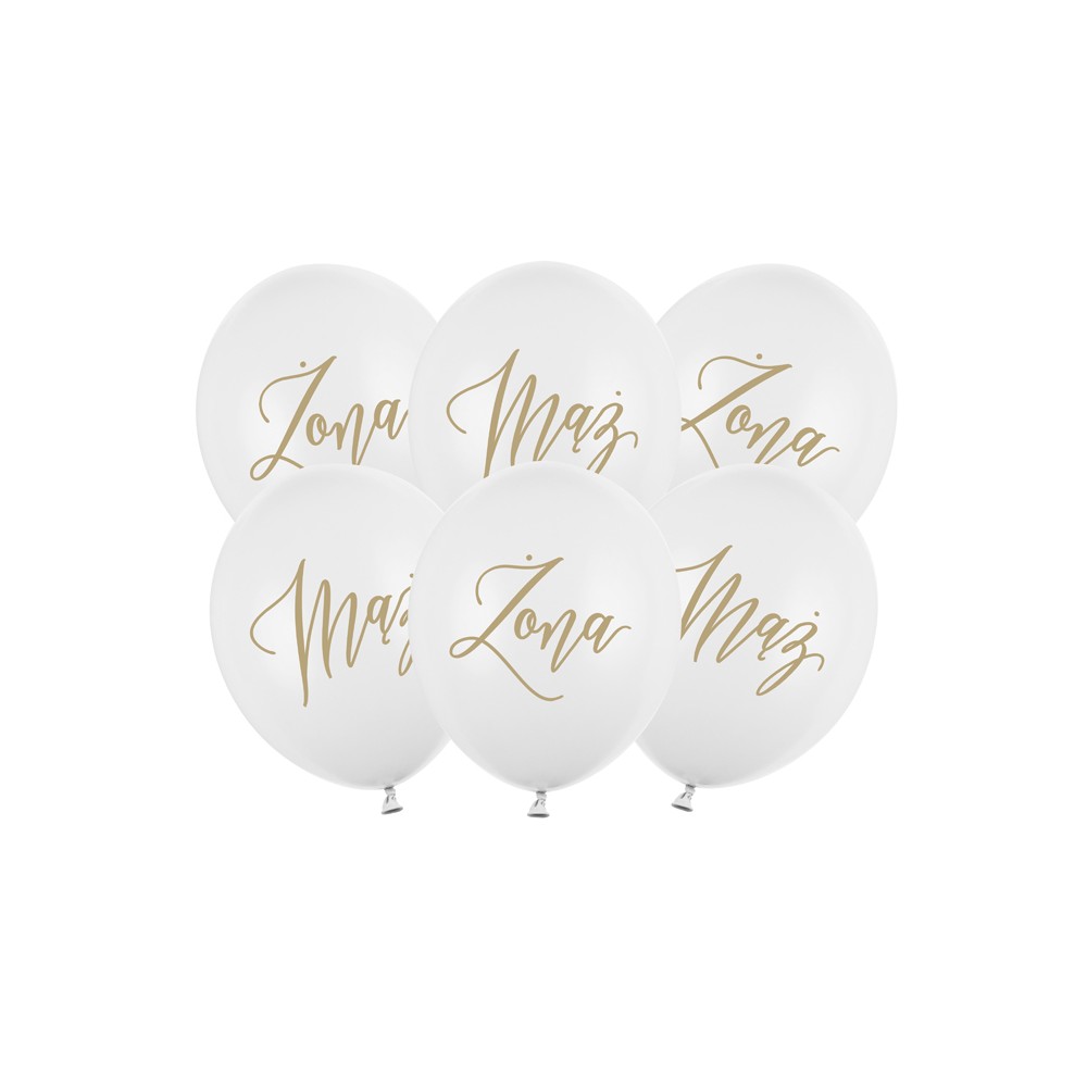 6 Ballons 30 cm - Femme - Mari - Blanc pur pastel