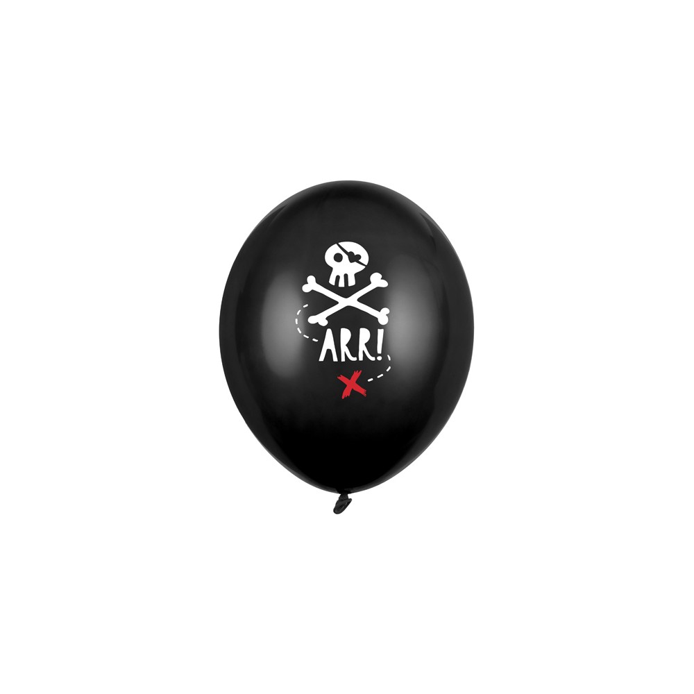 6 Ballon 30 cm - Pirates - Noir Pastel
