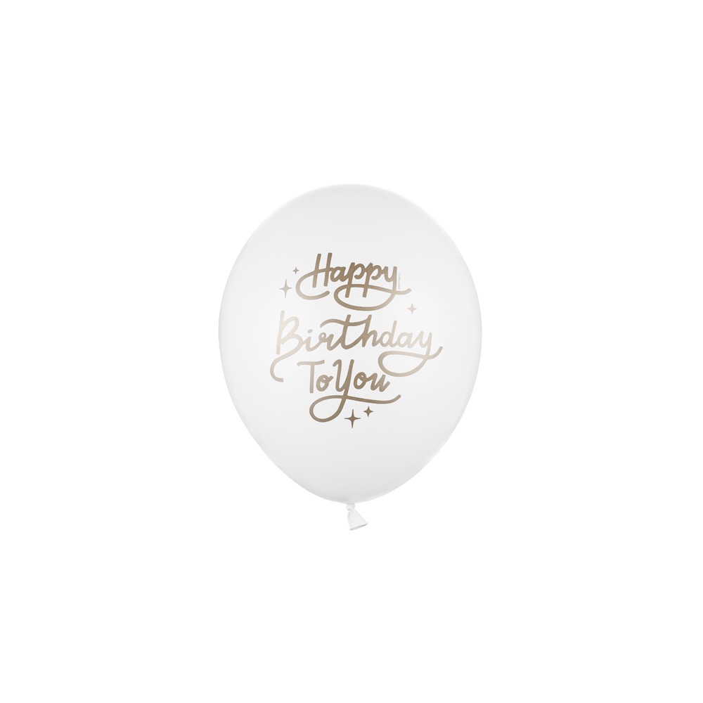 50 Ballons 30 cm - Happy Birthday To You - pastel - Pure White