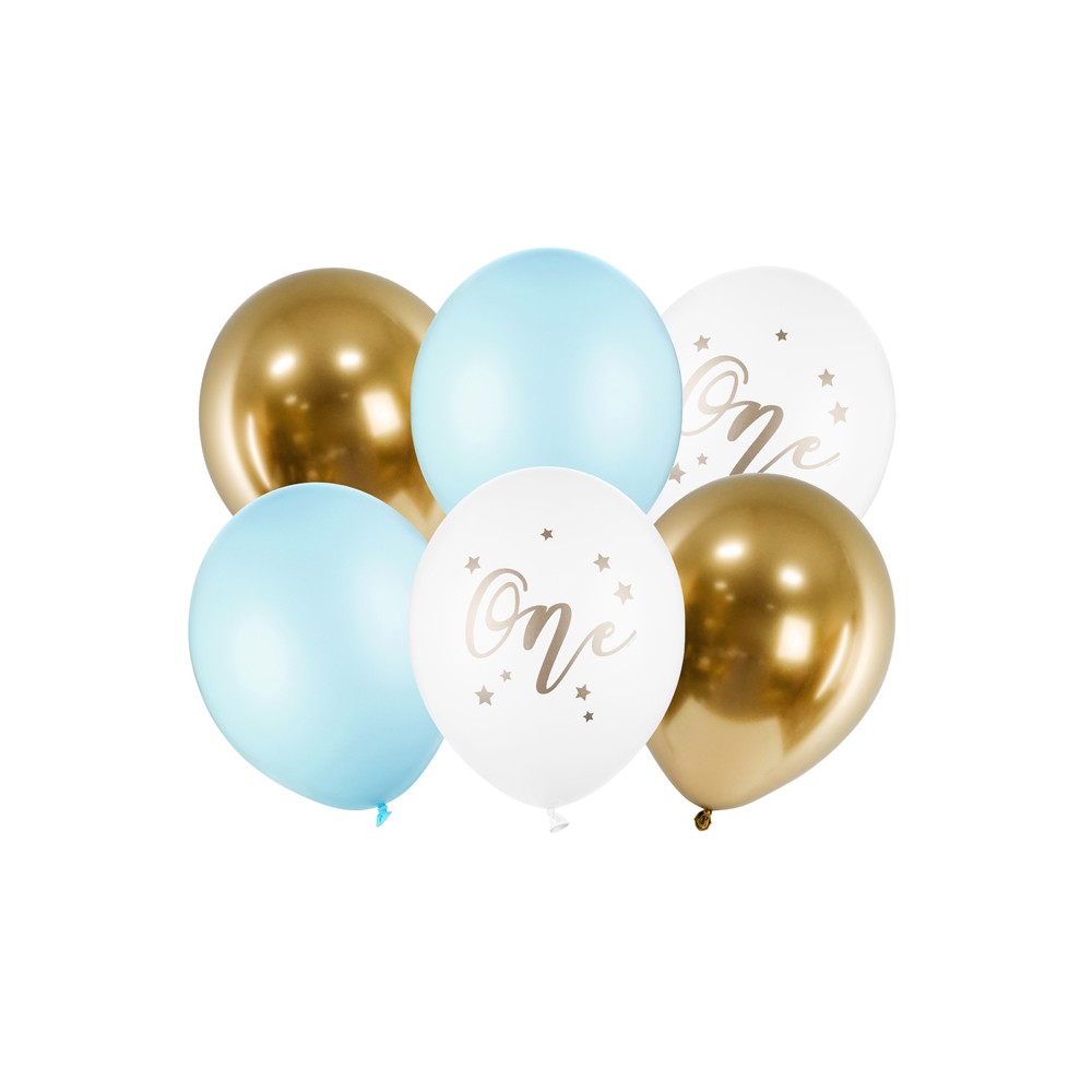 6 Ballons 30 cm - Un - pastel - bleu clair