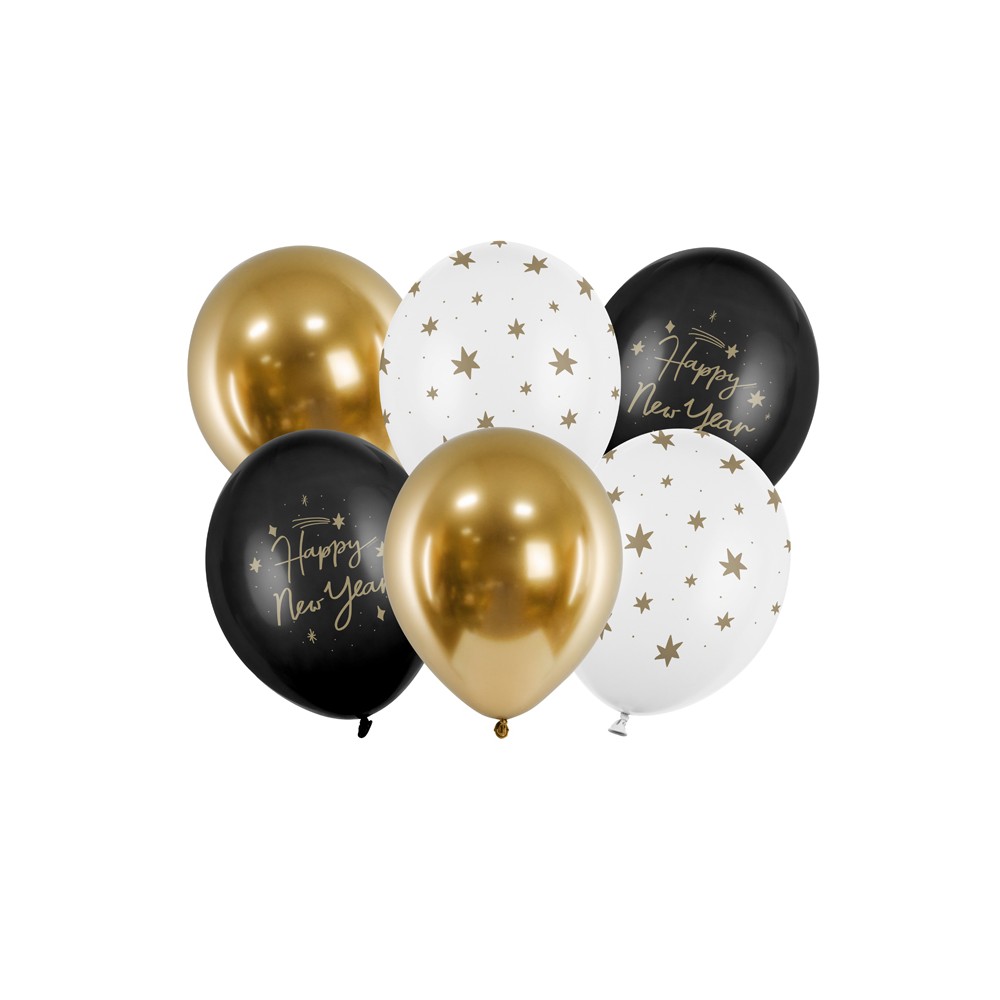 6 Ballons 30 cm - Happy New Year - mix