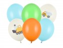 6 Ballons 30 cm - Véhicules de construction - Pastel Light Cream
