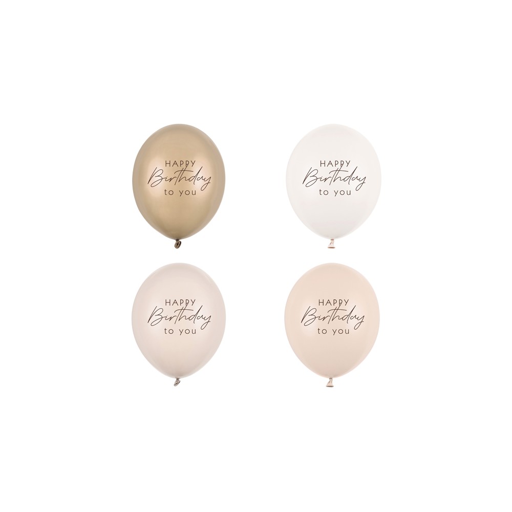 50 Ballons 30 cm - Happy Birthday - mix beige