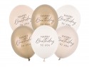 6 Ballons 30 cm - Happy Birthday - mix beige