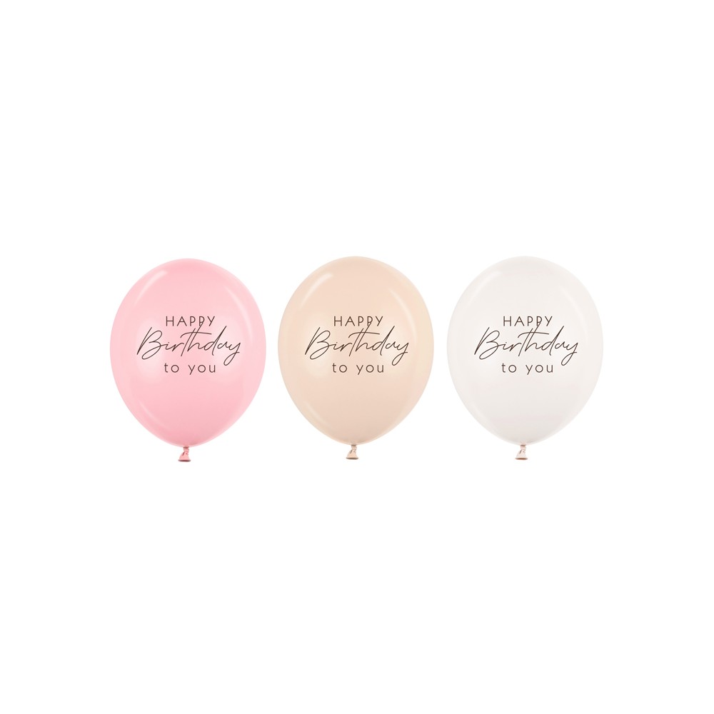 50 Ballons 30 cm - Happy Birthday - mix rose