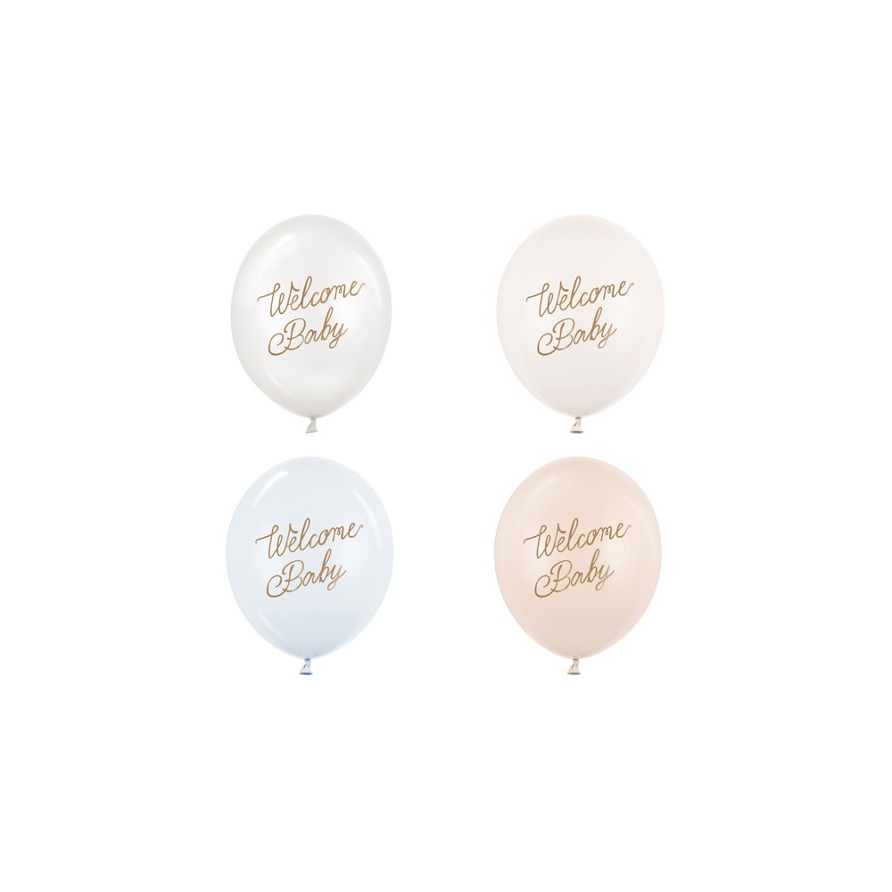 50 Ballons 30 cm - Welcome Baby - mix bleu