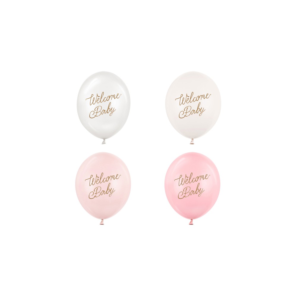 50 Ballons 30 cm - Welcome Baby - mix rose