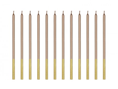 12 Bougies lisses - or rose...