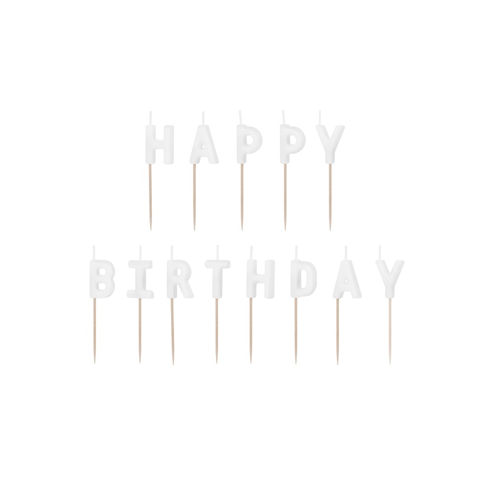 13 Bougies ''Happy Birthday'' - blanches