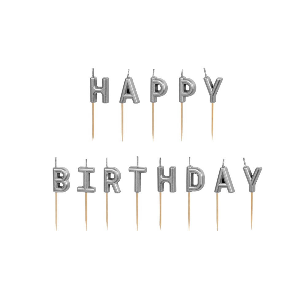 13 Bougies Happy Birthday - argent