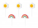 5 bougies "arc en ciel et fleurs"