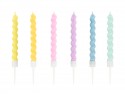 6 bougies pastel torsadées
