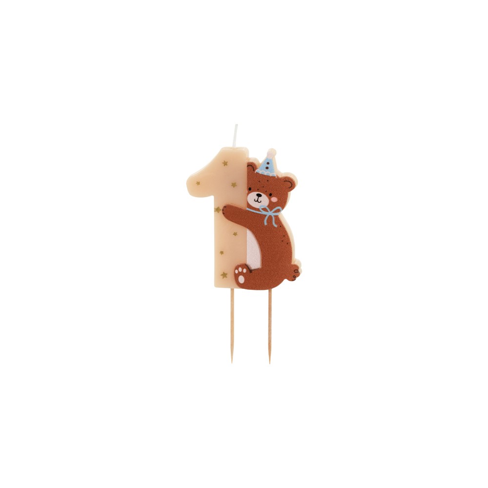 Bougie Numéro 1 avec ours en peluche