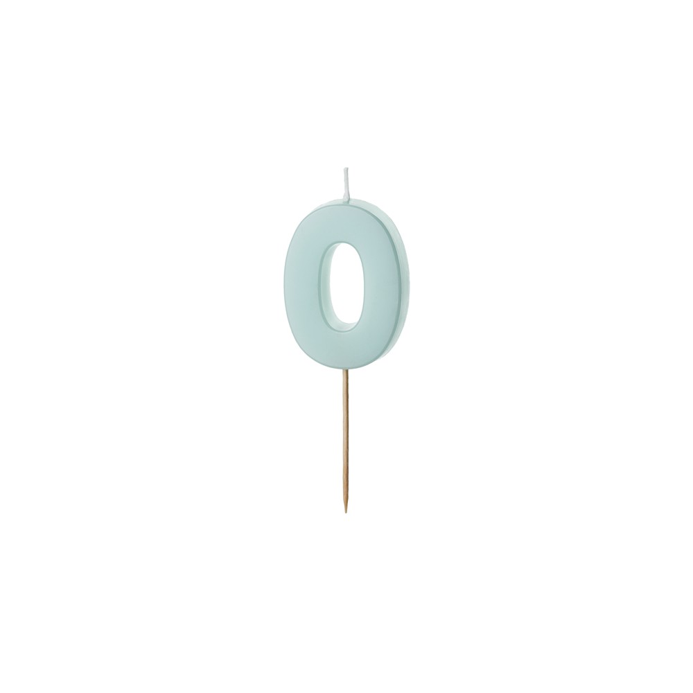 Bougie Chiffre 0 - bleu clair