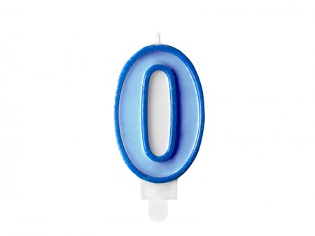 Bougie Chiffre 0 - bleu