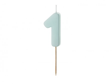 Bougie Chiffre 1 - bleu clair