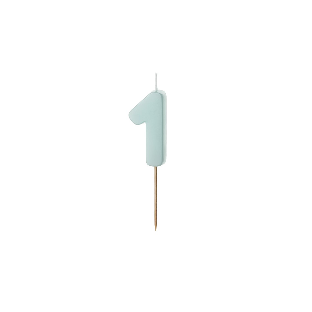 Bougie Chiffre 1 - bleu clair
