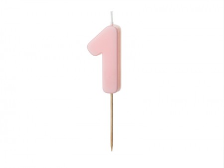 Bougie Chiffre 1 - rose clair