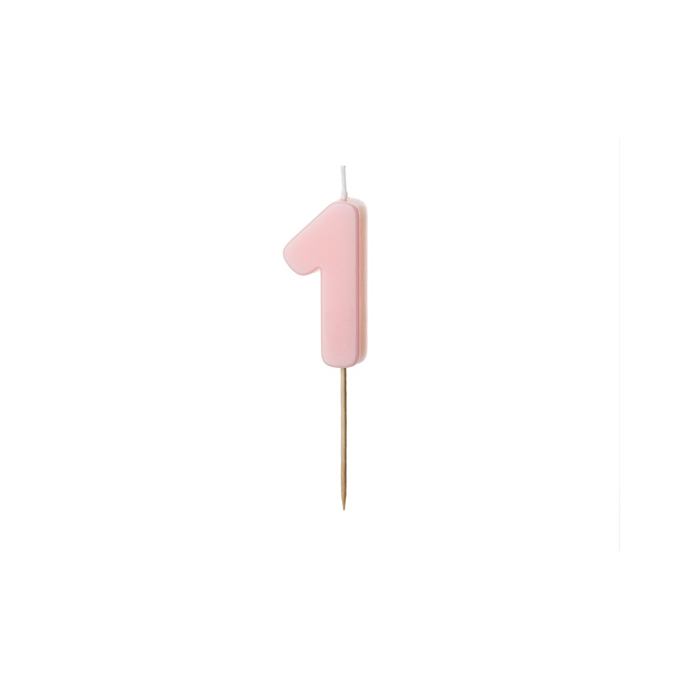 Bougie Chiffre 1 - rose clair