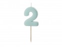 Bougie Chiffre 2 - bleu clair
