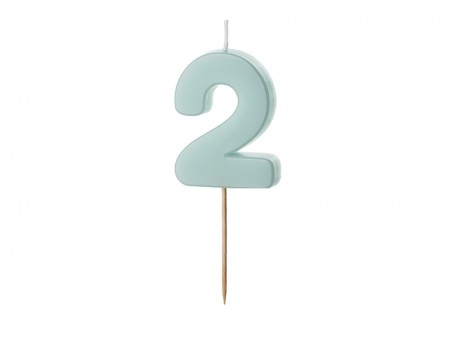 Bougie Chiffre 2 - bleu clair
