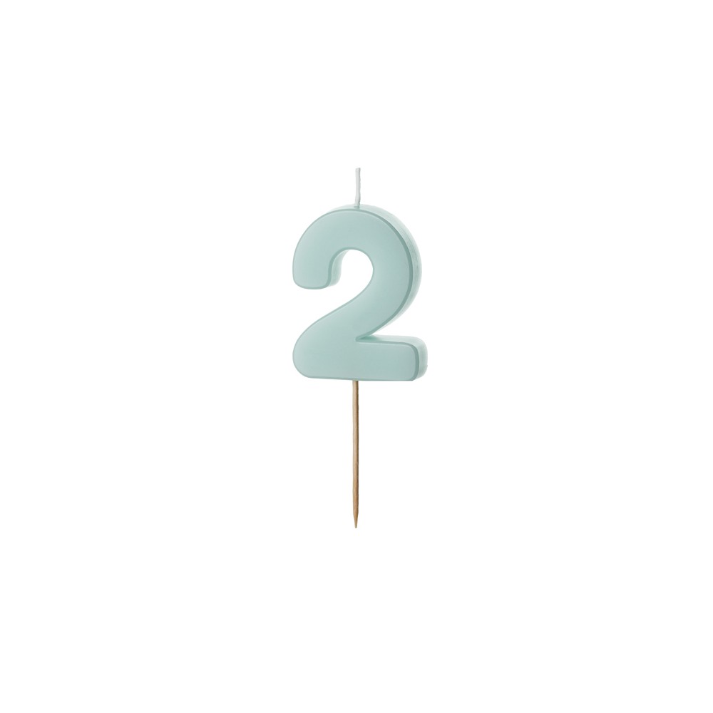 Bougie Chiffre 2 - bleu clair