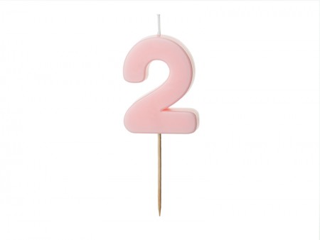 Bougie Chiffre 2 - rose clair