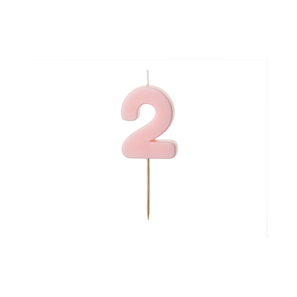 Bougie Chiffre 2 - rose clair