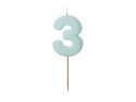 Bougie Chiffre 3 - bleu clair