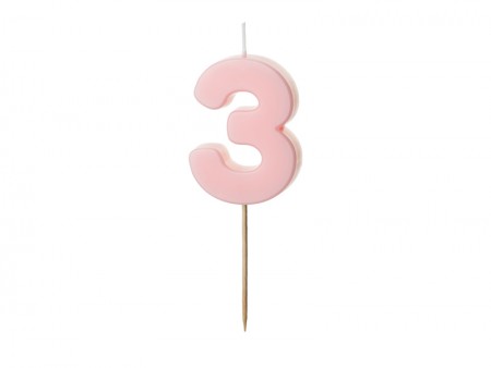 Bougie Chiffre 3 - rose clair