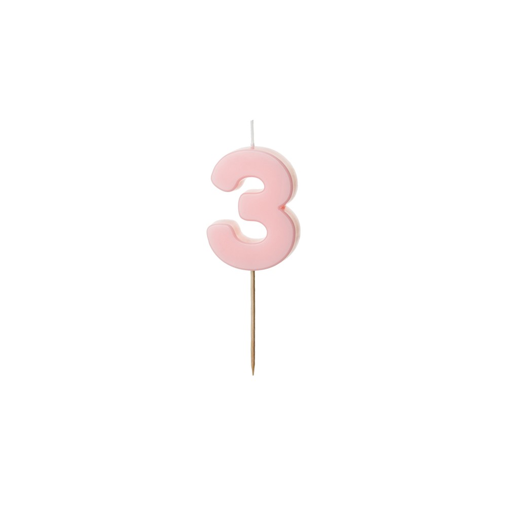 Bougie Chiffre 3 - rose clair