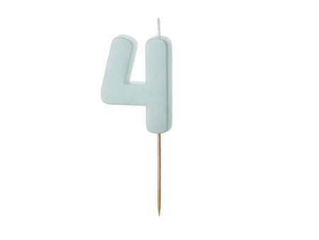 Bougie Chiffre 4 - bleu clair