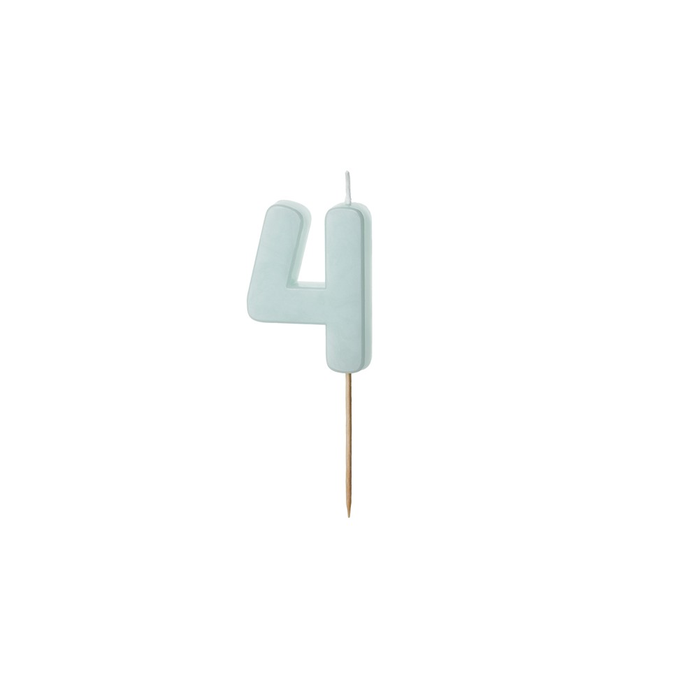 Bougie Chiffre 4 - bleu clair
