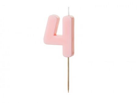 Bougie Chiffre 4 - rose clair