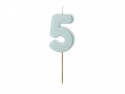 Bougie Chiffre 5 - bleu clair