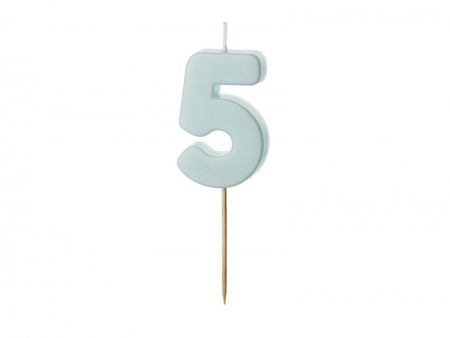 Bougie Chiffre 5 - bleu clair