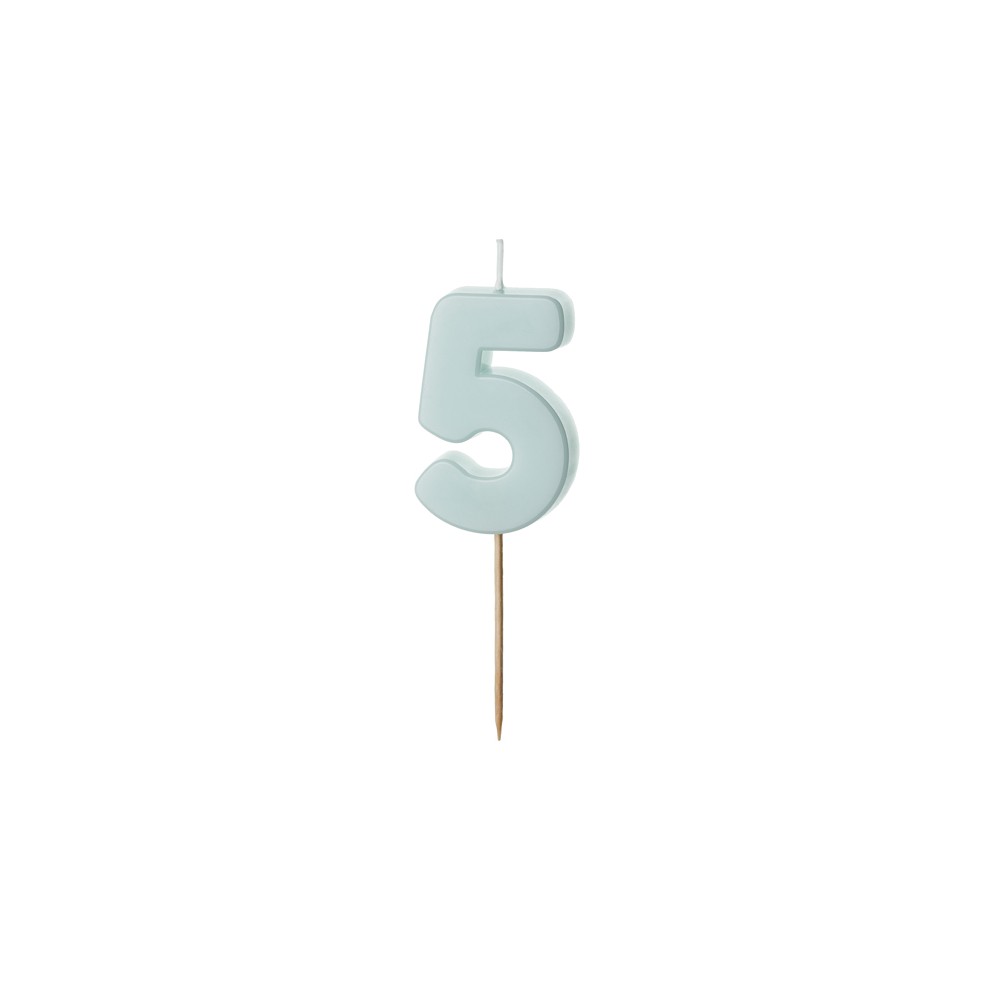 Bougie Chiffre 5 - bleu clair