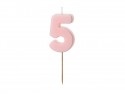 Bougie Chiffre 5 - rose clair