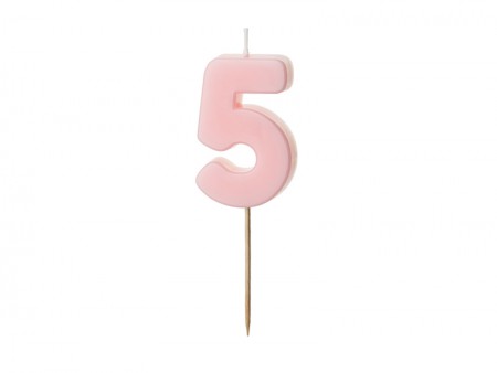 Bougie Chiffre 5 - rose clair