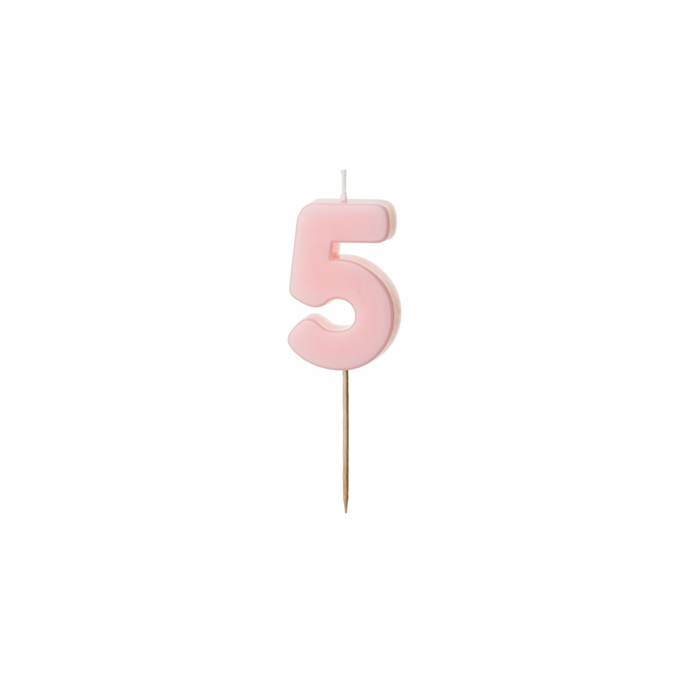 Bougie Chiffre 5 - rose clair