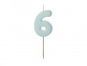 Bougie Chiffre 6 - bleu clair